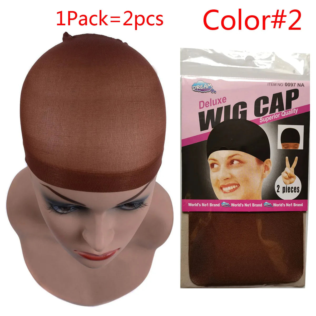 2Pcs Stretch Mesh Hair Cap for Weaving -5 color-  Wig Caps, Free Size