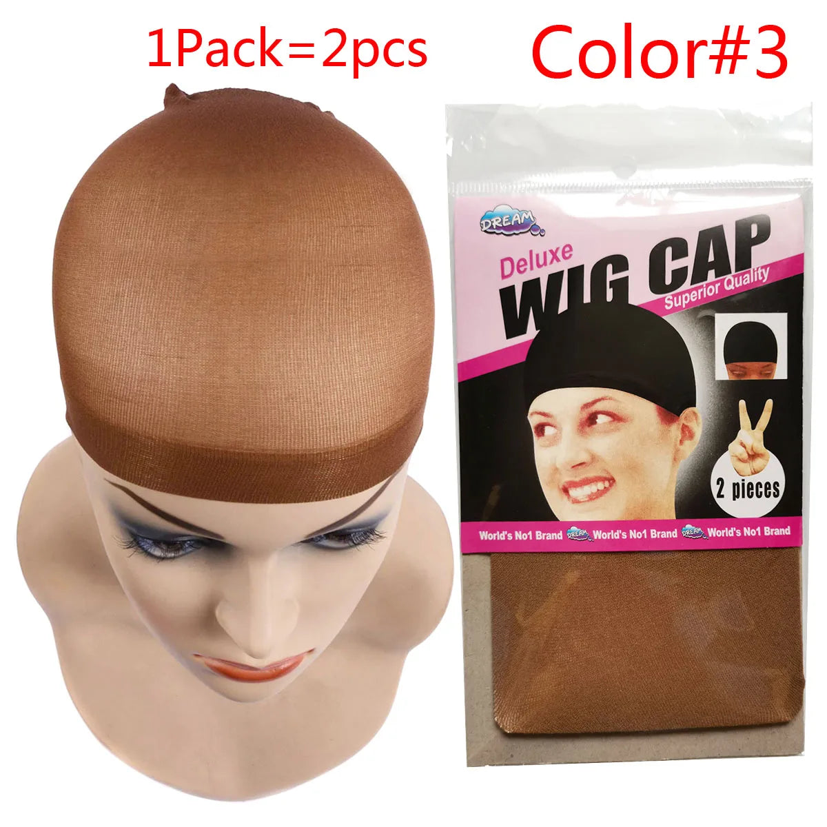 2Pcs Stretch Mesh Hair Cap for Weaving -5 color-  Wig Caps, Free Size