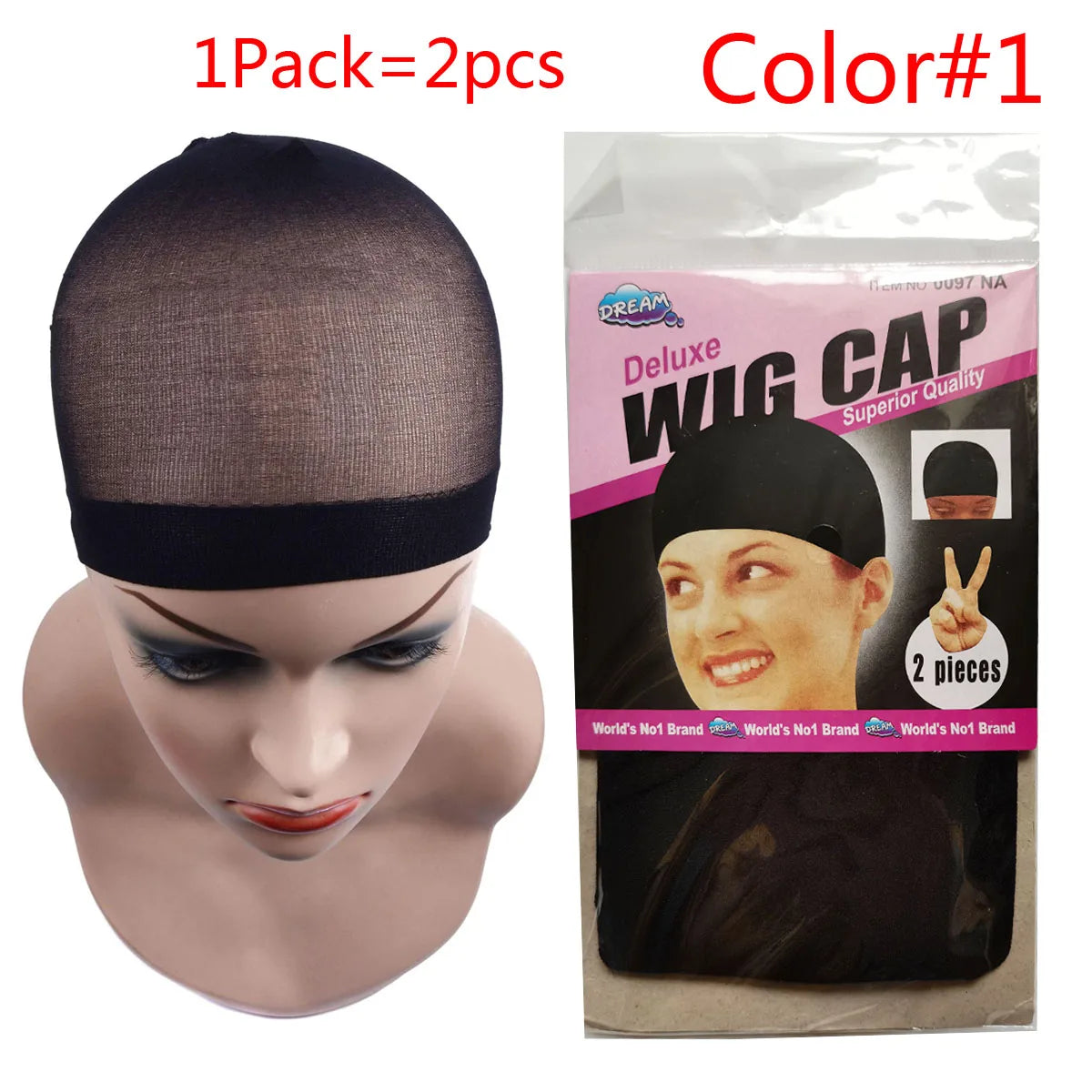 2Pcs Stretch Mesh Hair Cap for Weaving -5 color-  Wig Caps, Free Size